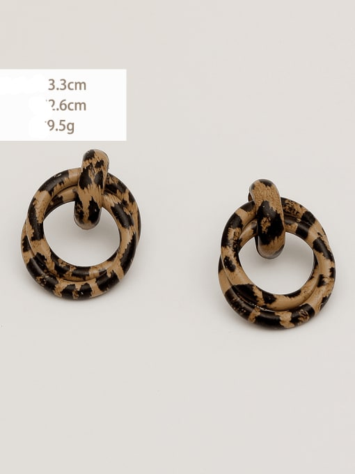 A2419 [eh11931 Leopard Print] Brass Leather Geometric Vintage Drop Trend Korean Fashion Earring